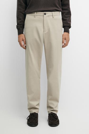 Cotton blend slim fit pants — Beige 2
