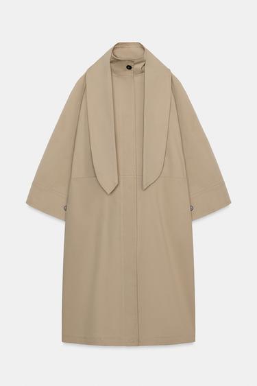 טרנץ' אוברסייז עם מטפחת ZW COLLECTION LIMITED EDITION - חאקי בהיר של Zara