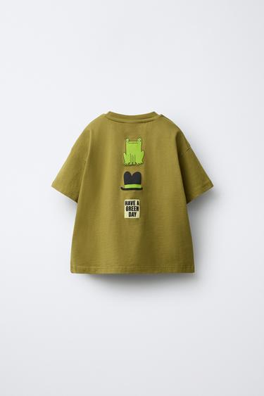 Zara FROG PRINT T-SHIRT - Khaki