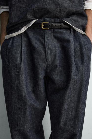 BALLOON FIT PLEATED TROUSERS - Blue / Indigo by Zara - Image 4