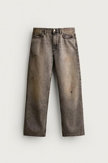 BAGGY FIT JEANS - Grey / Tan by Zara