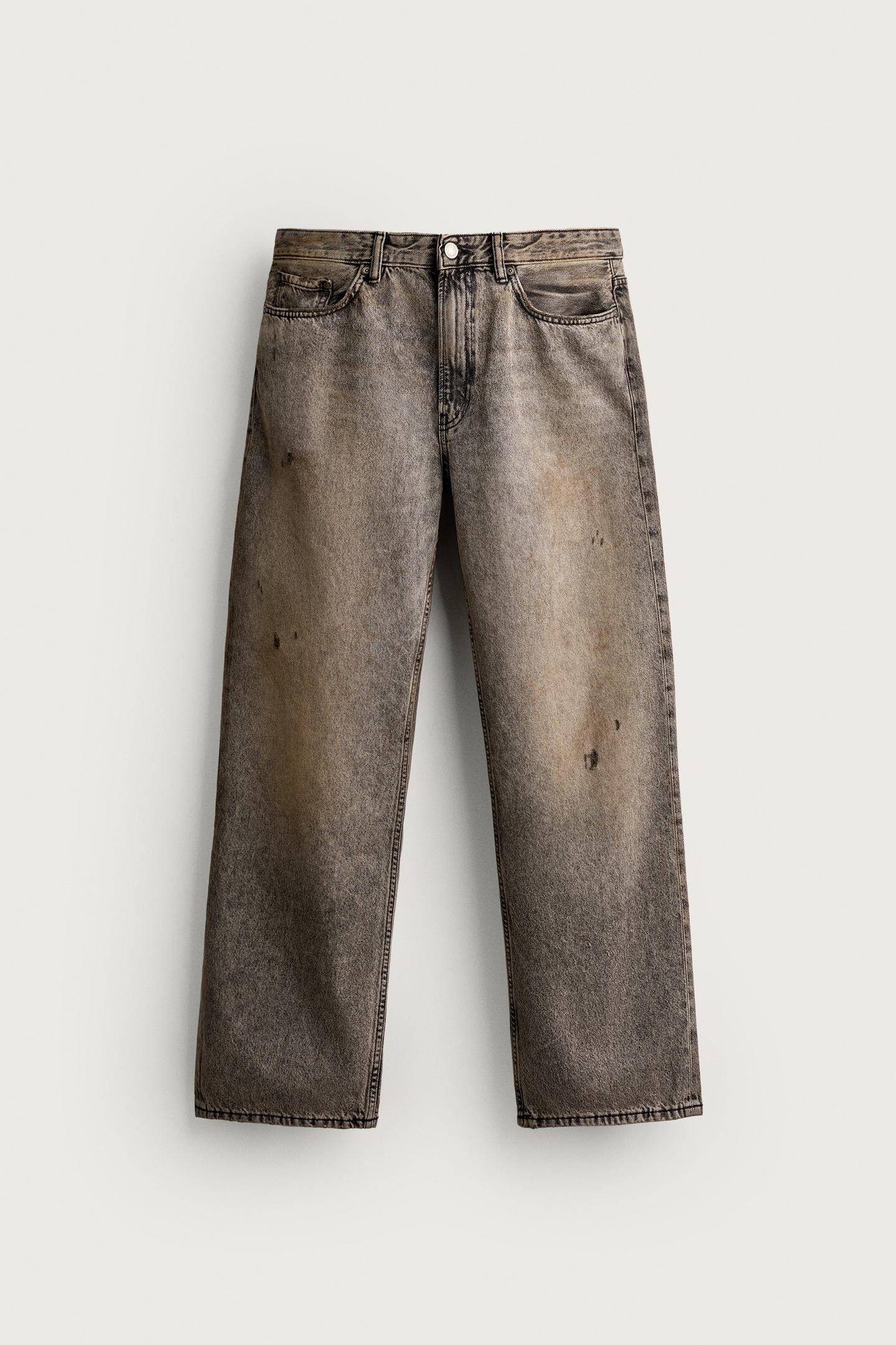 Мужские джинсы Zara Baggy Fit, цвет: Серый / Рыжевато-коричневый — фото 7