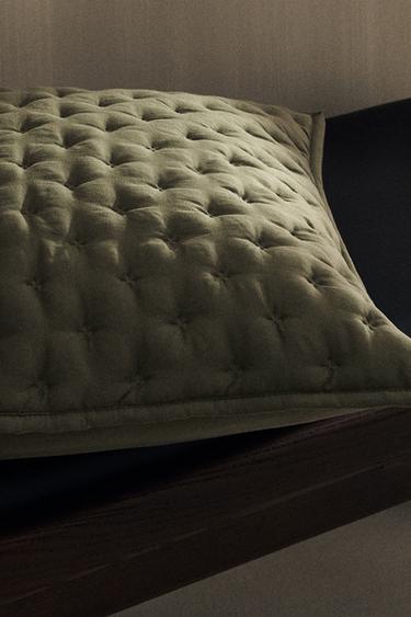 HOUSSE DE COUSSIN ÉDREDON MATELASSÉE À POIS - Vert de Zara - Image 6