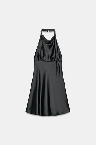 SATIN MINI DRESS - Black by Zara