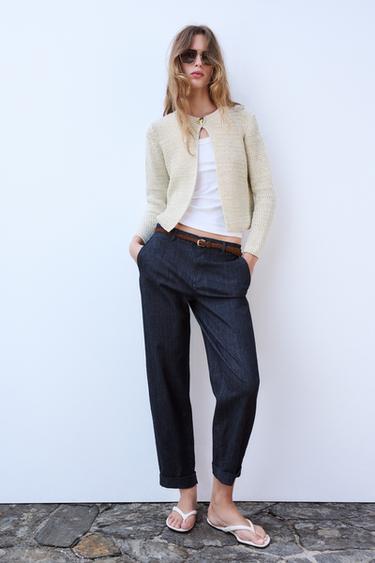 PANTALÓN CHINO CINTURÓN TRENZADO - Índigo de Zara