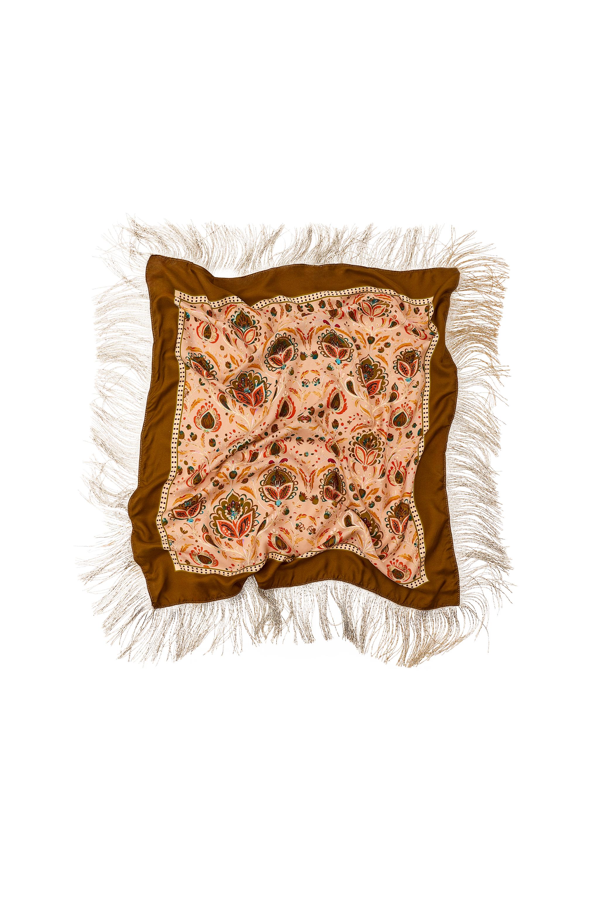 PRINTED SILK BLEND FRINGED SCARF - Ecru | ZARA United States