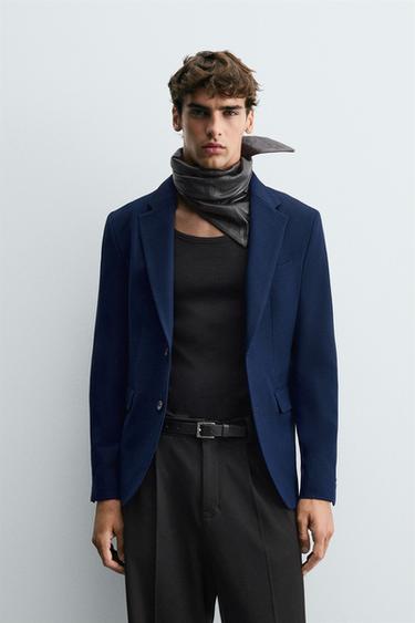 TEXTURED BLAZER - Mid-blue by Zara
