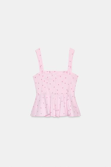 TOP BUSTIER RAYURES FLEURS - Rose de Zara - Image 5