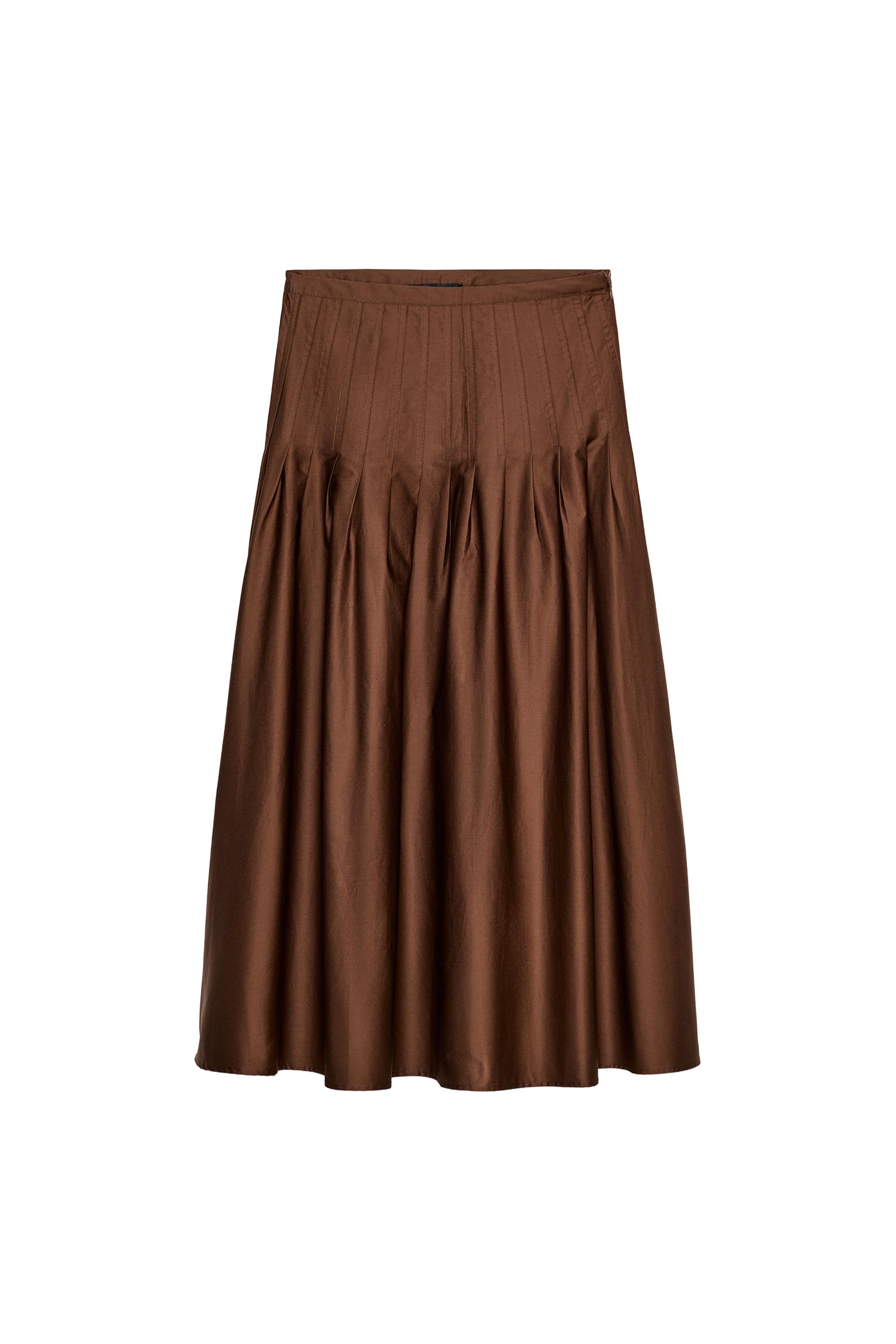 PLEATED MIDI SKIRT - Dark brown | ZARA Canada