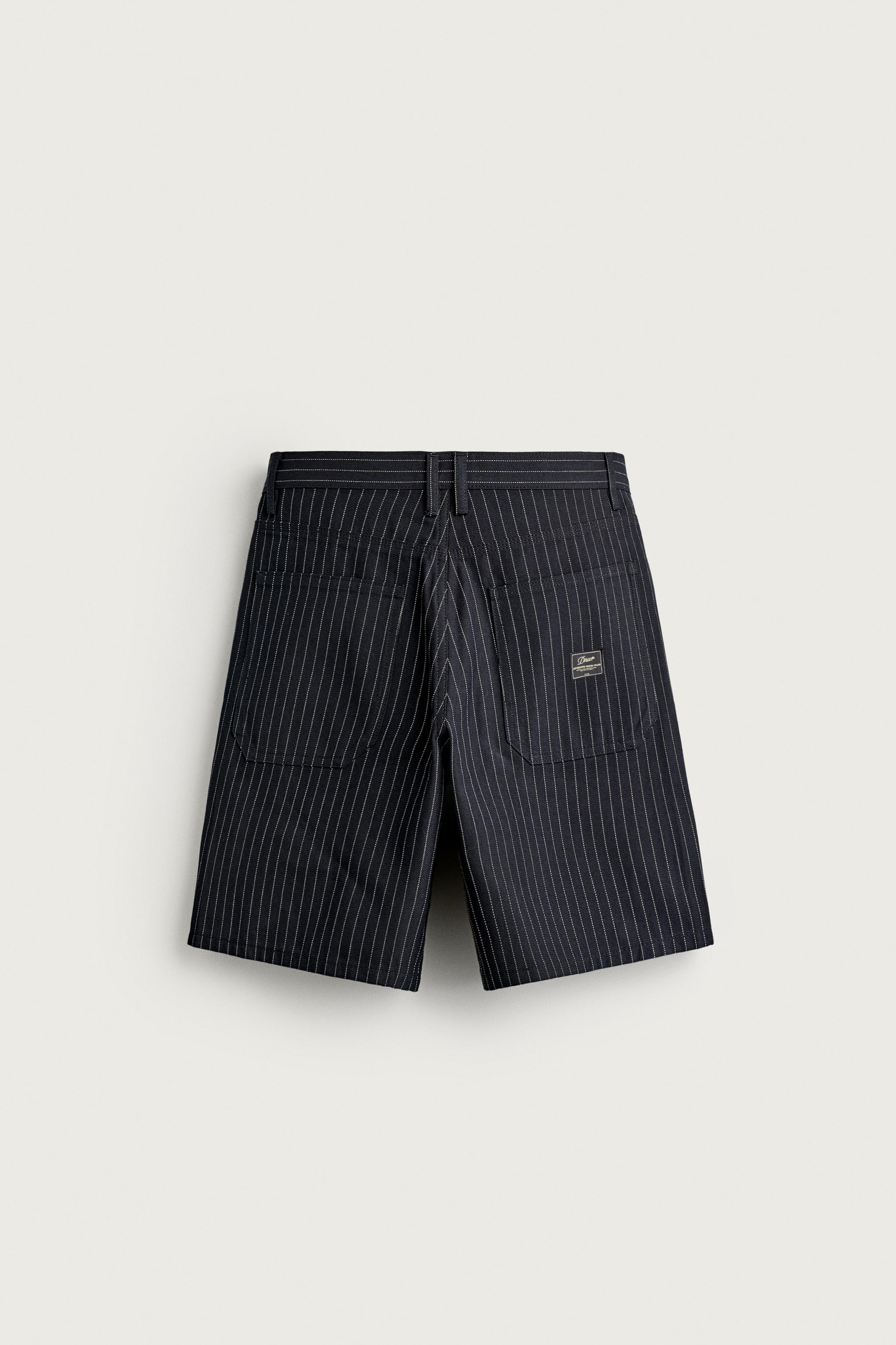 PINSTRIPE BAGGY FIT SHORTS - Dark navy | ZARA United States