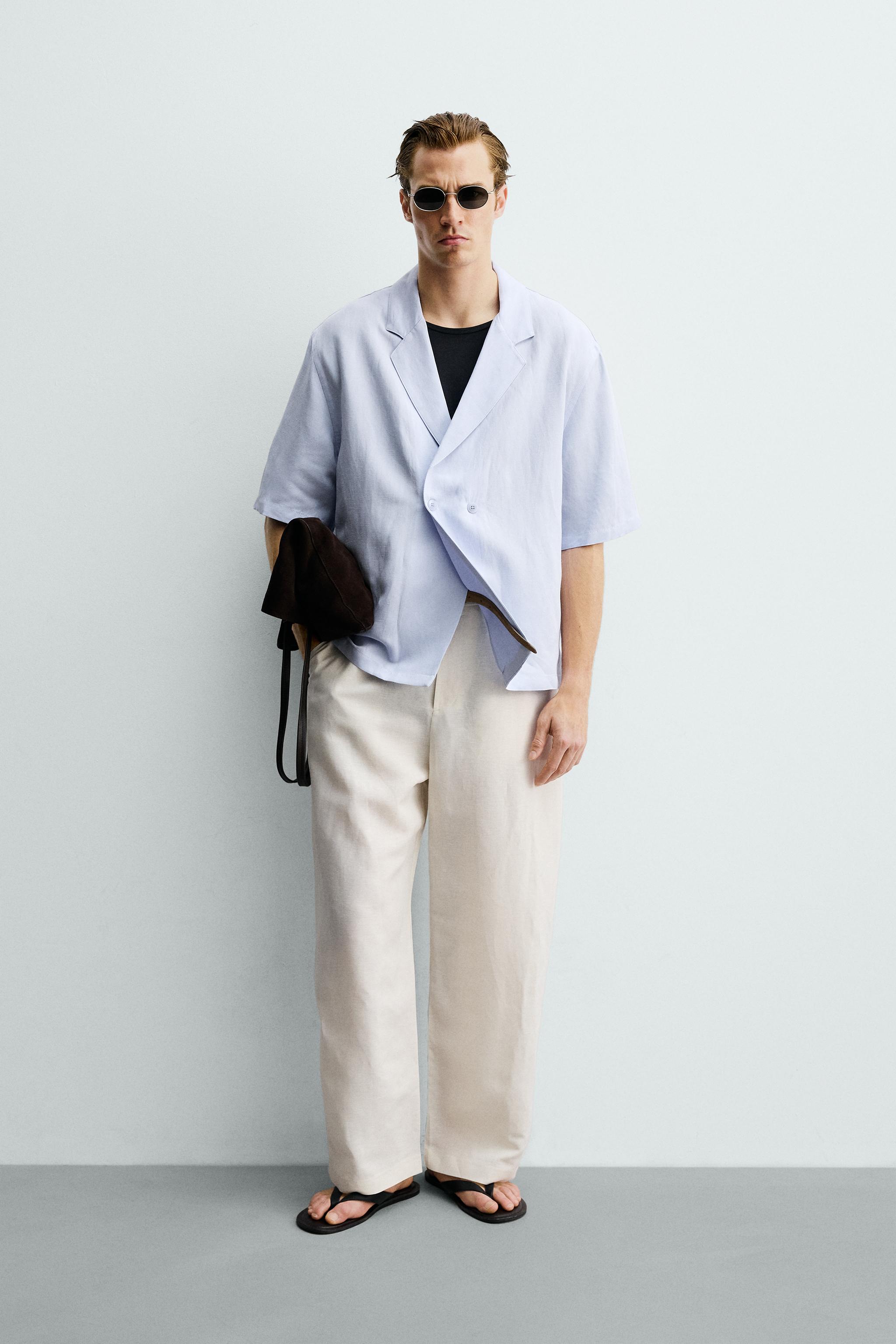 VISCOSE-LINEN KIMONO SHIRT