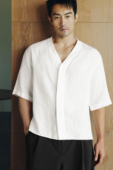 100% LINEN SHIRT - White by Zara