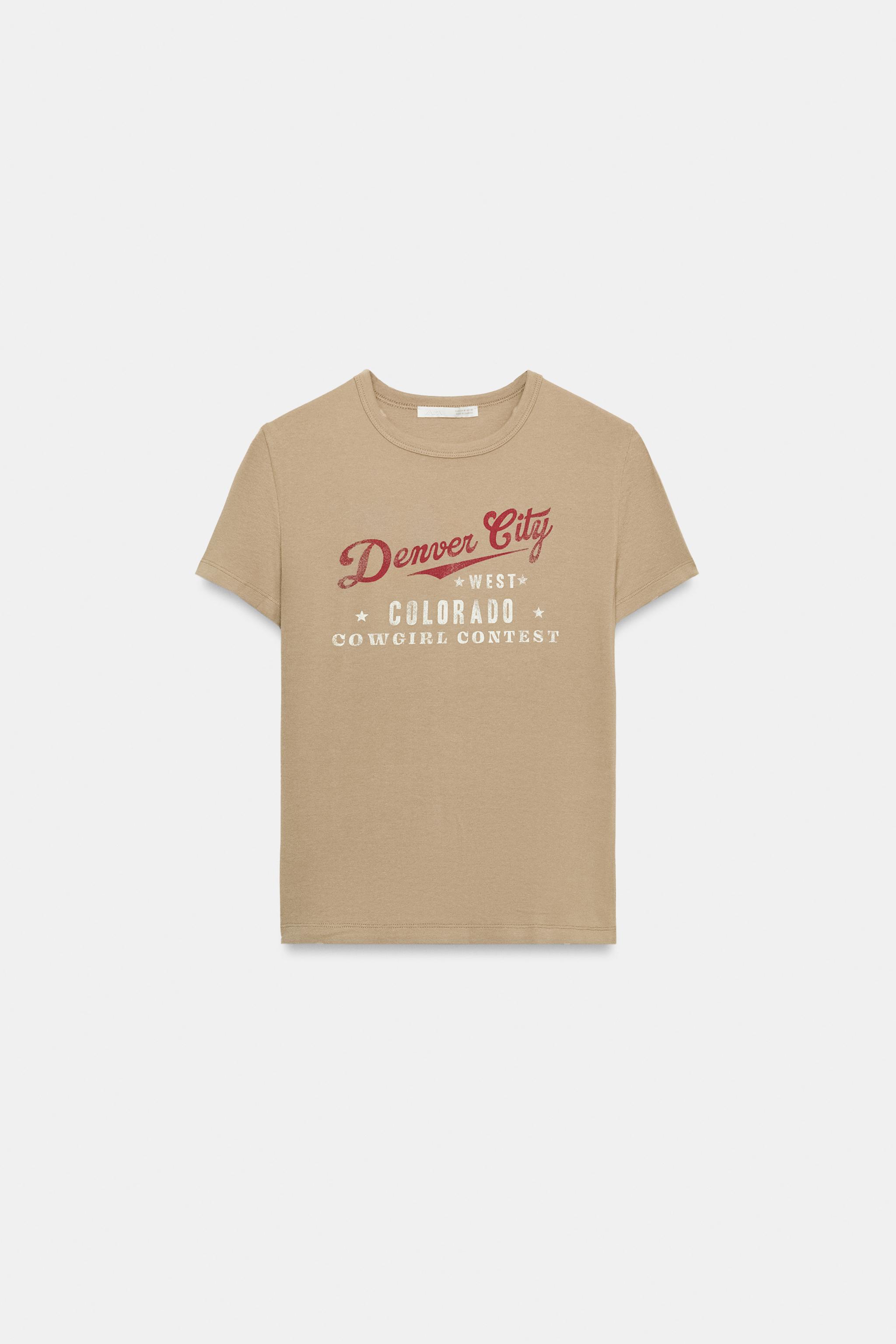 YAZILI KISA KOLLU T-SHIRT - Görsel 4
