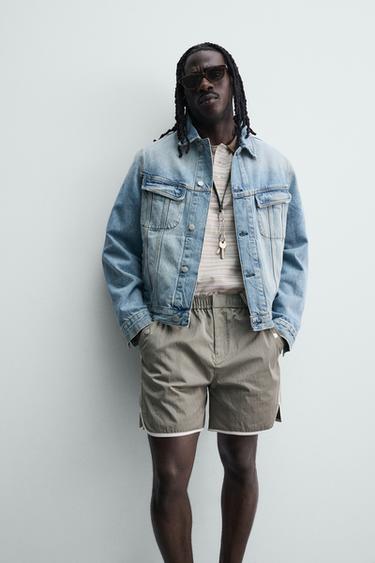 CONTRAST TECHNICAL BERMUDA SHORTS - ecru/khaki by Zara - Image 5