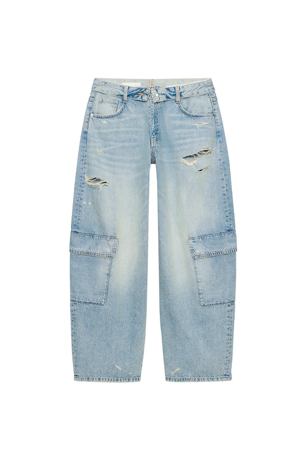TRF MID-RISE RIPPED BARREL CARGO JEANS - image 4