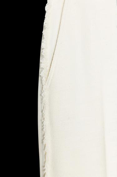 STRAIGHT FIT TROUSERS WITH FRAYED SIDE TAPING - Ecru by Zara
