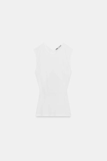 Zara OPEN BACK T-SHIRT - White