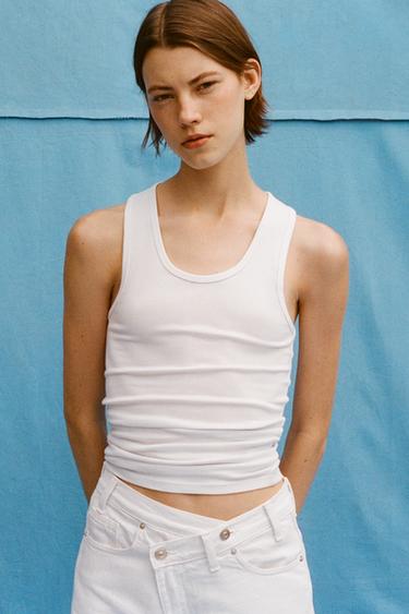 COTTON MODAL VEST TOP - White by Zara