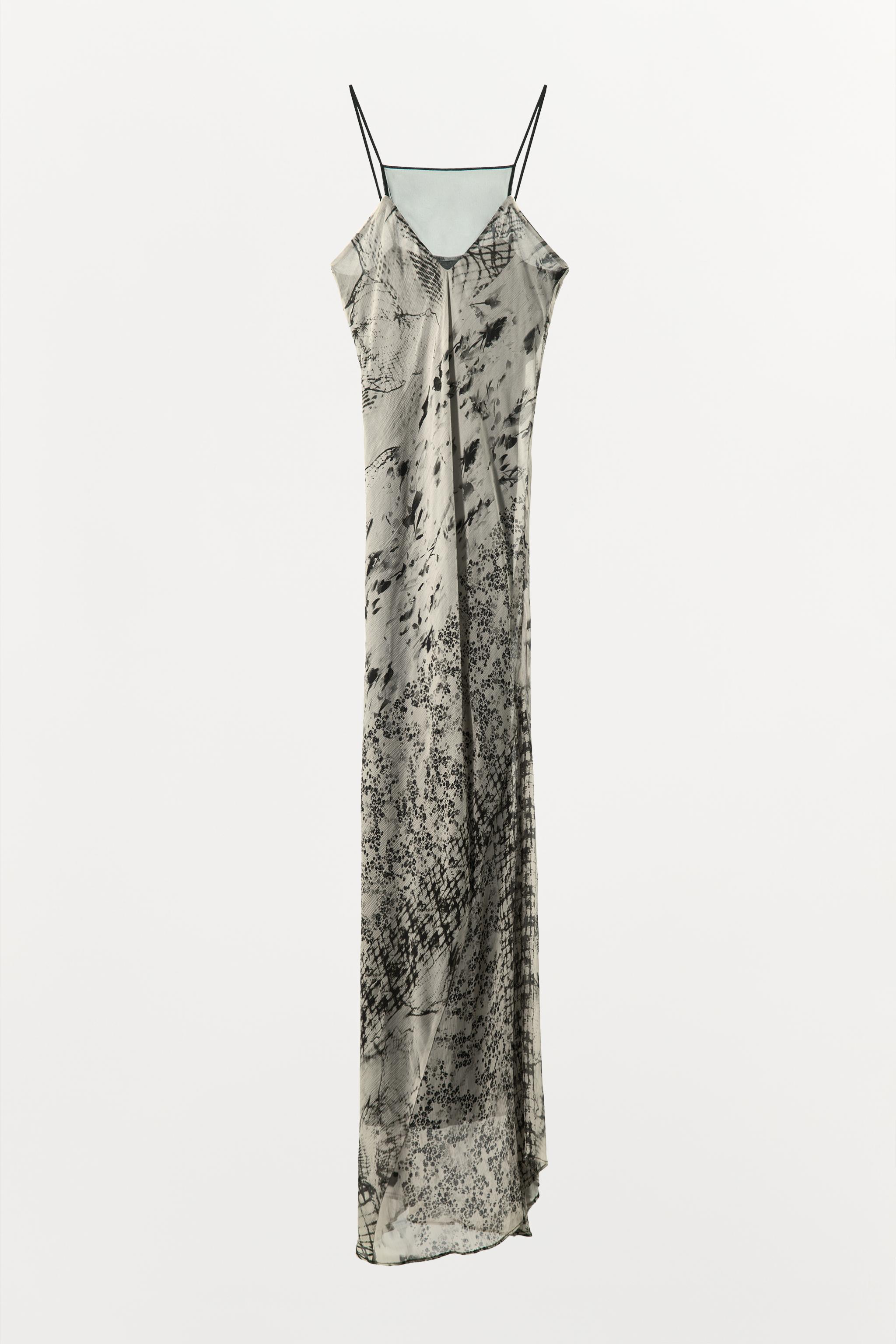 LONG PRINTED DRESS - Black / White | ZARA United States