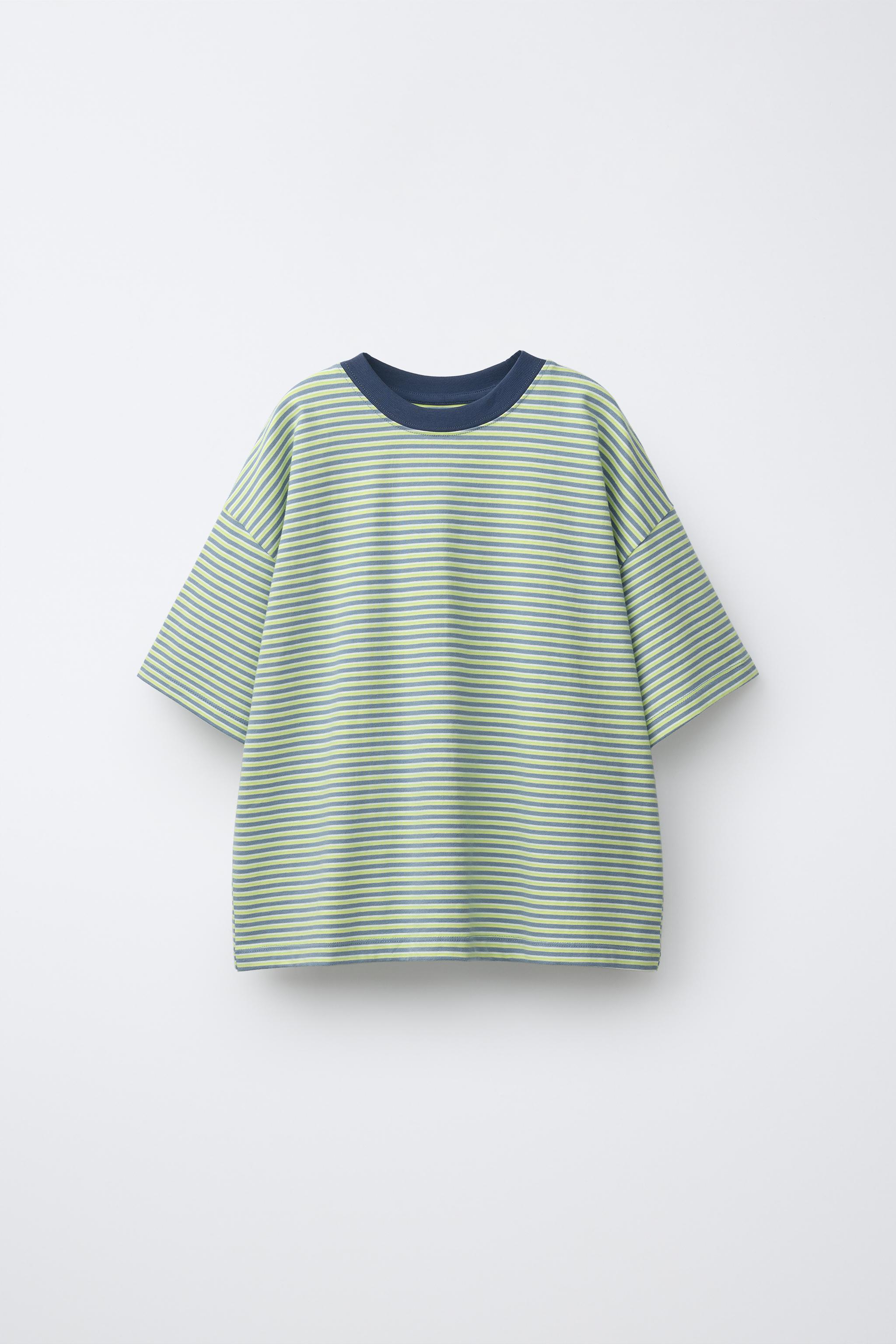 ヘビーウェイトストライプTシャツ - 緑の線 | ZARA Japan / 日本