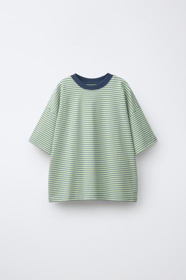 HEAVY WEIGHT STRIPED T-SHIRT - Green stripe by Zara