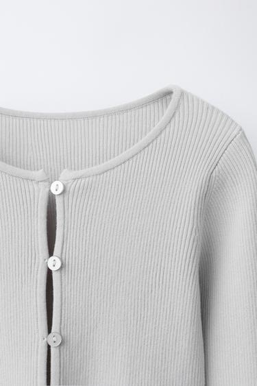 RIBBED KNIT CARDIGAN - Grey marl by Zara - Image 3
