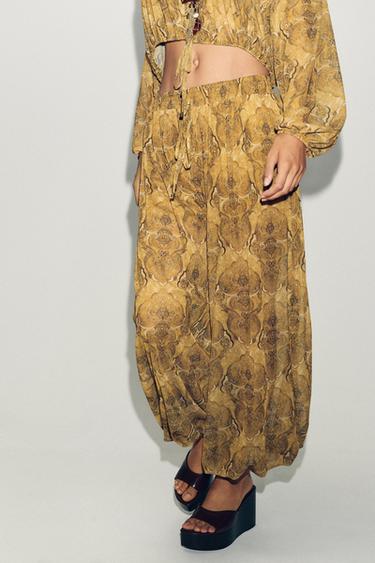 PRINTED BALLOON TROUSERS - Greens by Zara