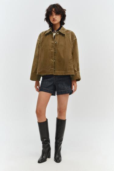 Zara 塗蠟斗篷式外套 - 黃褚色