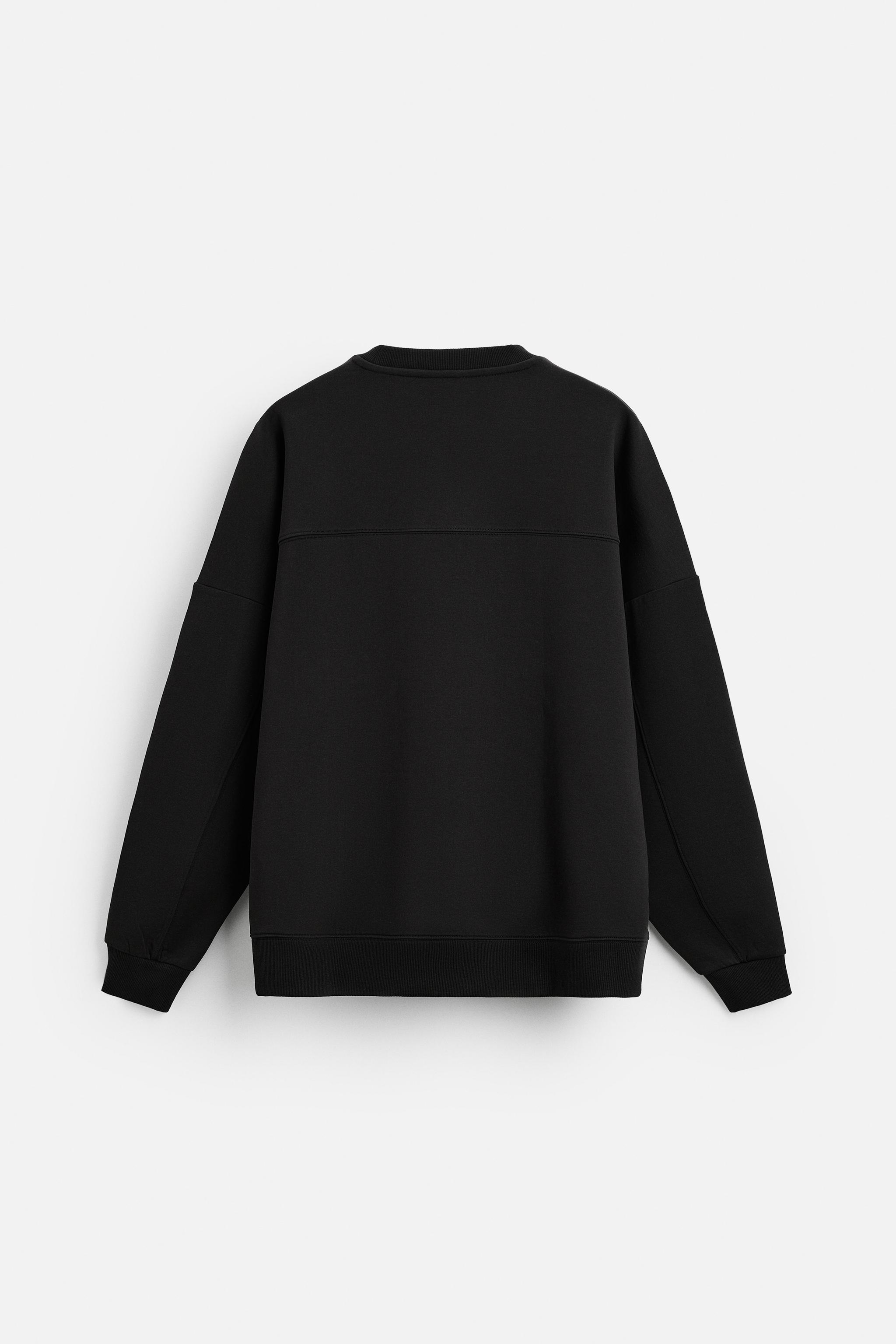 安心★関税込み★ZARA★CREW NECK SWEATSHIRT WITH POCKET SOFT PATCH SWEATSHIRT - Black | ZARA United States