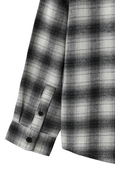 Zara PLAID SHIRT WITH EMBROIDERED TEXT - Black