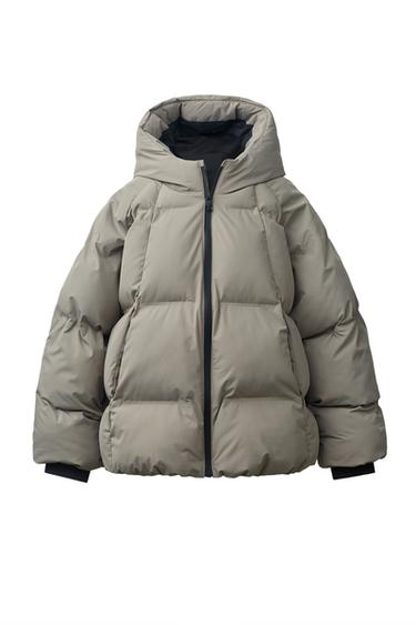 WATER-REPELLENT HOODED PADDED JACKET - Light mink by Zara