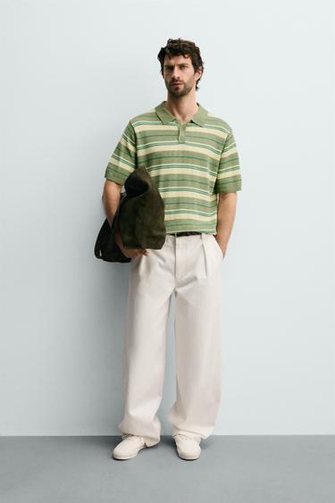 STRIPED JACQUARD KNIT POLO SHIRT - striped by Zara - Image 0