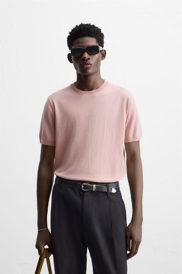T-SHIRT EN MAILLE - Rose de Zara