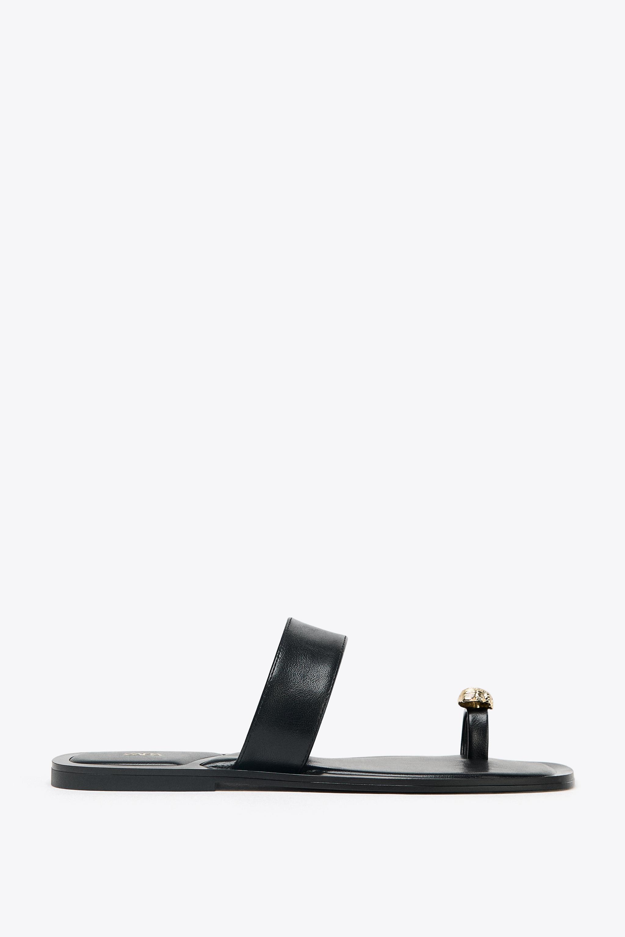 メタリックビーズ トングサンダル - ブラック | ZARA Japan / 日本