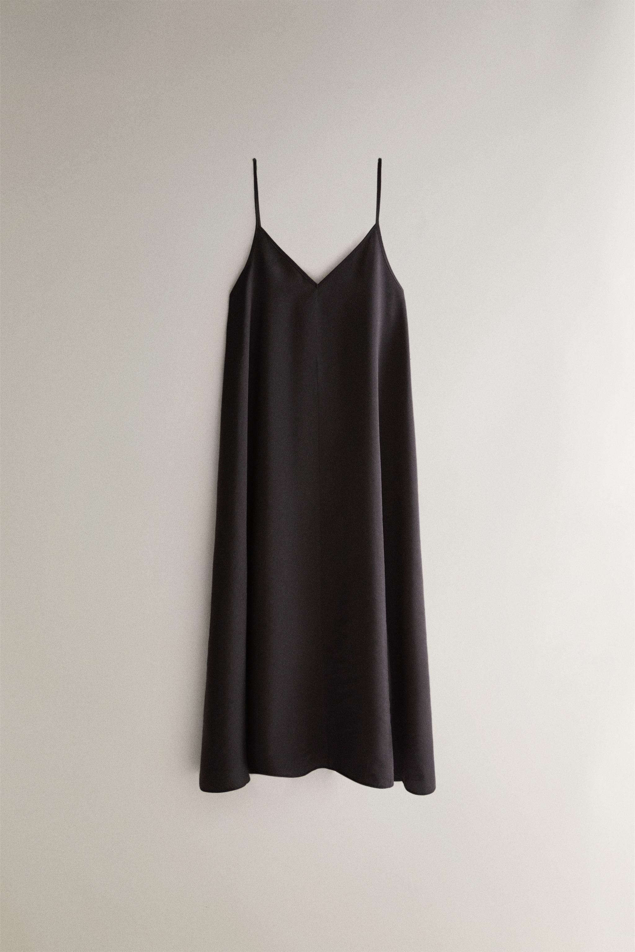 SATIN BEACH DRESS — Dark brown