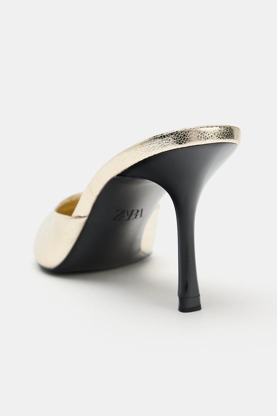 MULES EFFET MÉTALLISÉ - Doré de Zara - Image 6