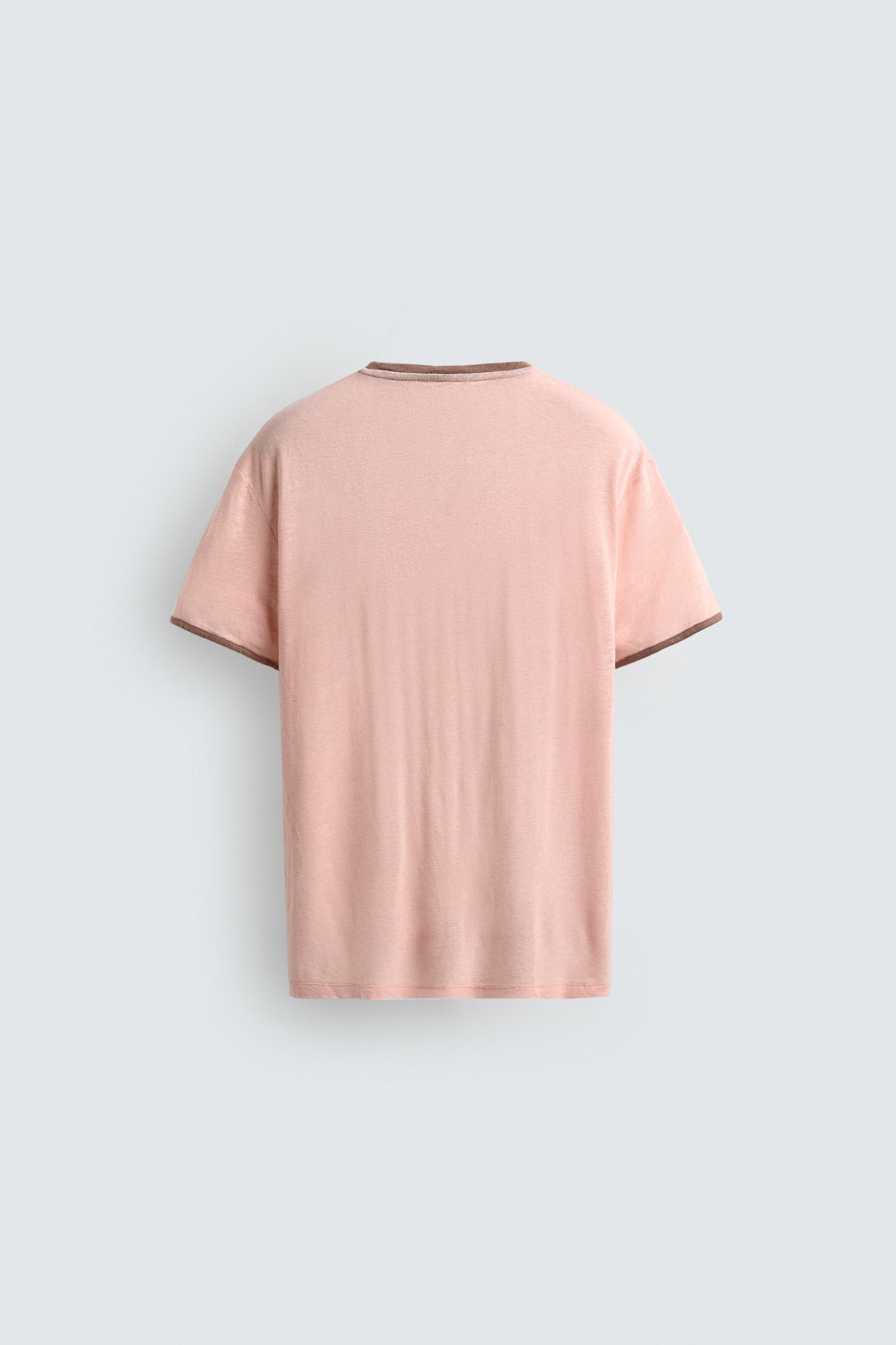 CONTRAST VISCOSE-LINEN BLEND T-SHIRT