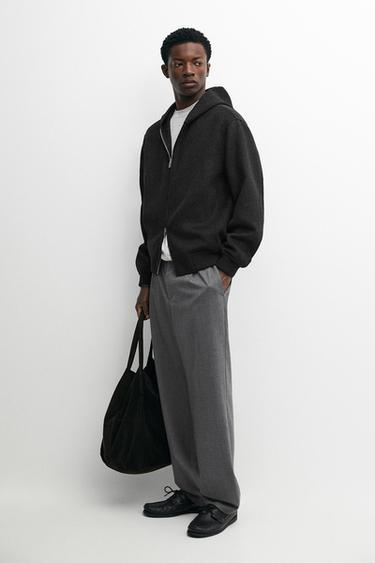 Wool blend double-knit hooded jacket — Anthracite Gray 1