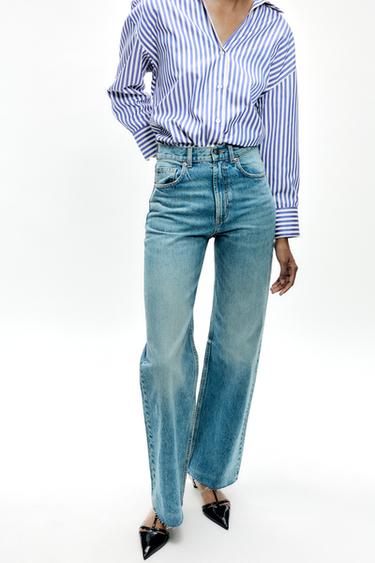 TRF WIDE-LEG HIGH-WAIST FULL-LENGTH JEANS - Blue by Zara