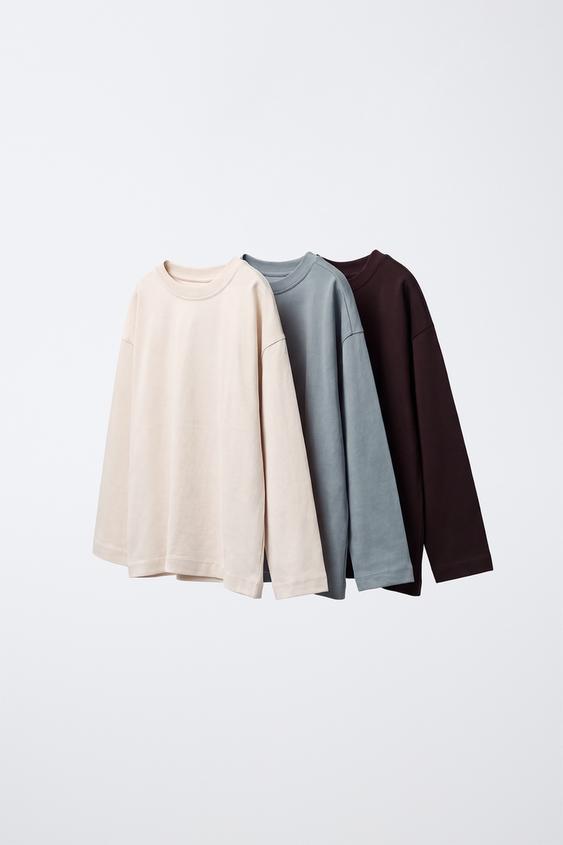 3-PACK OF PLAIN T-SHIRTS - Burgundy de Zara - Imagen 0