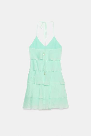 ROBE COURTE À VOLANTS - Vert menthe clair de Zara - Image 6