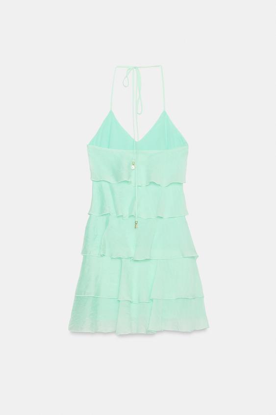 ROBE COURTE À VOLANTS - Vert menthe clair de Zara - Image 6