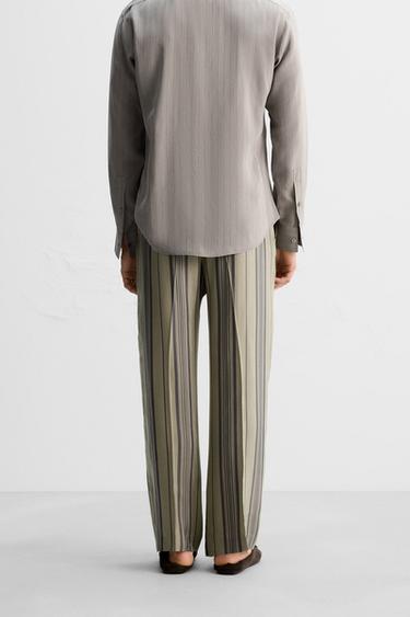 LIMITED EDITION 100% CUPRO STRIPED TROUSERS - Khaki by Zara - Image 2