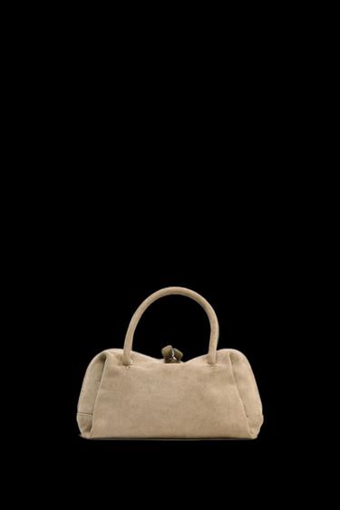 BOLSO PIEL SERRAJE BOWLING - Crudo de Zara