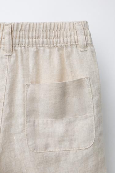 100% LINEN BERMUDA SHORTS - Light beige by Zara - Image 3