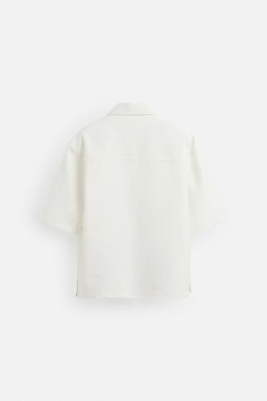 100% LINEN KIMONO SHIRT - White by Zara - Image 6