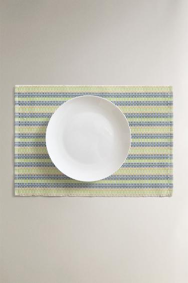LOT NAPPE ES INDIVIDES COTON RAYAS (LOT DE 2) - Verdâtre de Zara - Image 4