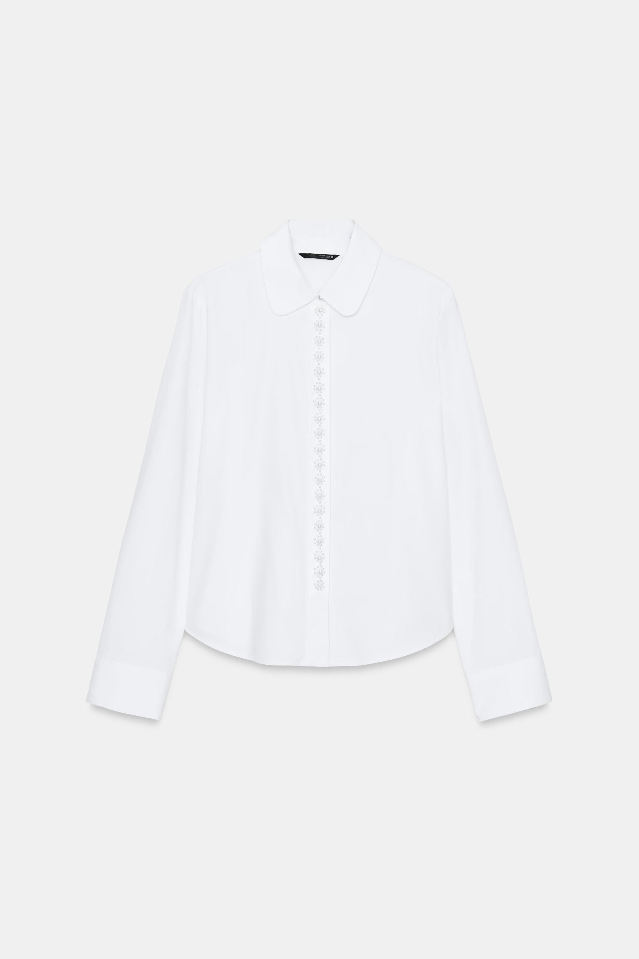 CHEMISE EN POPELINE À PERLES