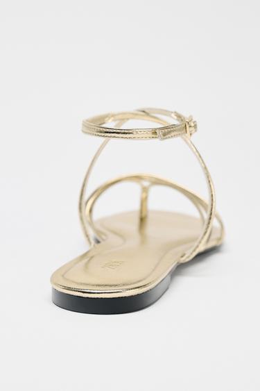 SANDALES PLATES BRIDES DORÉES - Or de Zara - Image 3