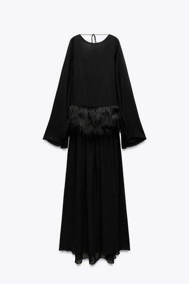LIMITED EDITION FAUX FUR SASH DRESS - Black by Zara - Image 2